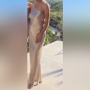 Shona Joy - La Lune One Shoulder Cowl Back Maxi Dress - Gold - Size 0